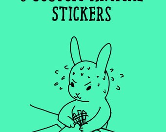 Set of 3 Custom Animal Stickers