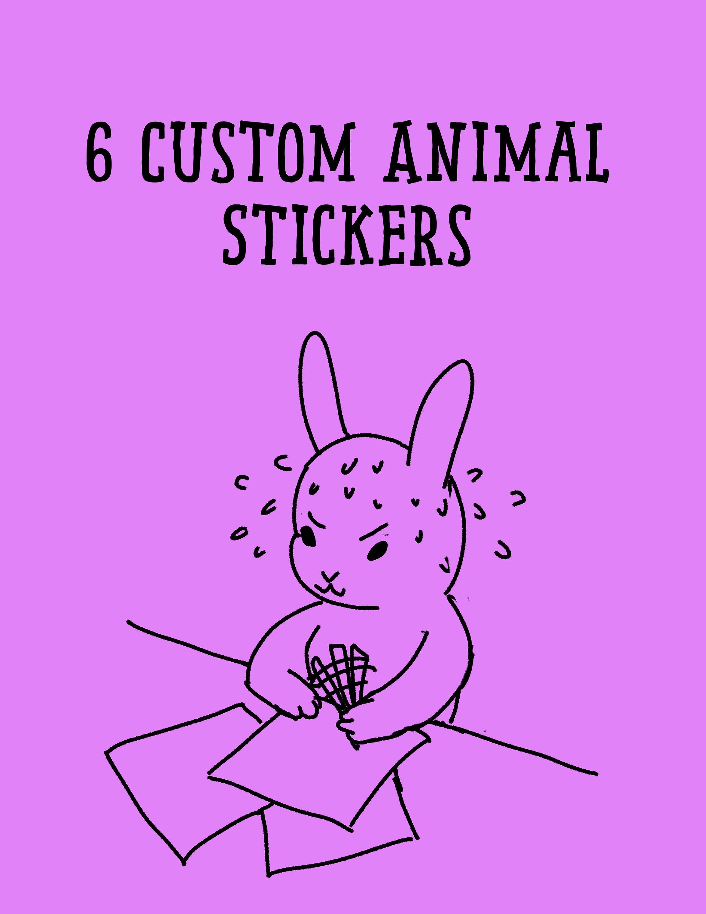 Set of 6 Custom Animal Stickers Etsy