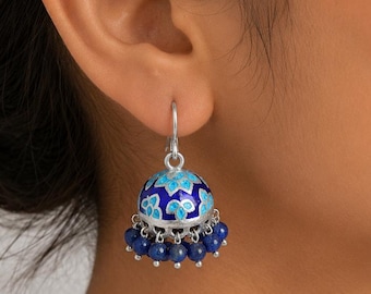 Sterling Silver 925 Meenakari Work Jhumki's