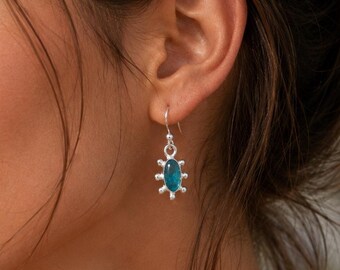 Sterling Silver 925 Earrings with Natural Apatite Gemstone