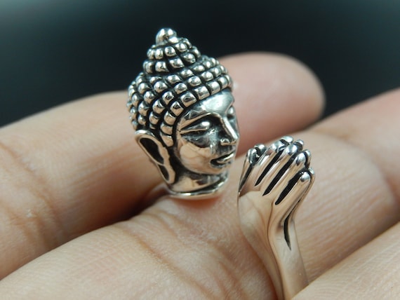 Tibetan Manjushri Buddha Sterling Silver Ring | Exotic India Art
