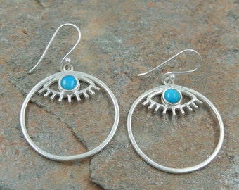 Sterling Silver 925 Earrings With Sleeping Beauty Turquoise