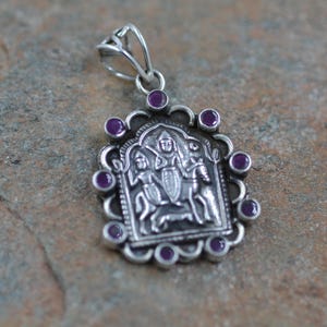925 Sterling Silver Hand Made Pendant Necklace-Hindu God Pendant Jewelry-Indian Pendant- Ethnic Silver- Horse Riding Pendant