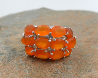 Sterling Silver 925 Ring with Natural Carnelian