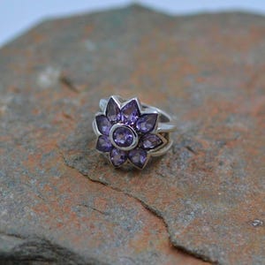 Sterling Silver 925 Ring with Natural Purple Amethyst