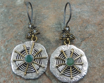 Sterling Silver Earring Studded with Natural Emerald