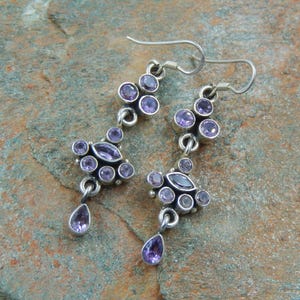 Sterling Silver 925 Earrings With Natural Amethyst