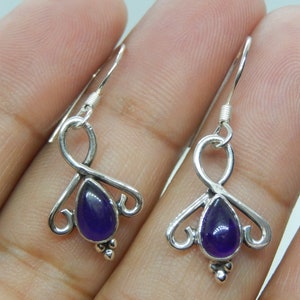 Sterling Silver 925 Earrings With Natural Purple Amethyst