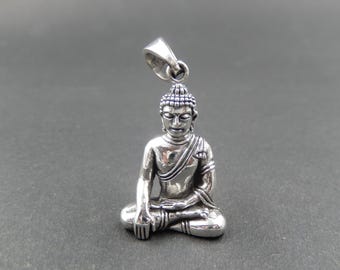 Solid Sterling Silver 925  Lord Buddha Pendant