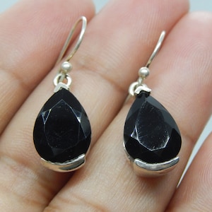 Sterling Silver 925 Earrings With Natural black Onyx