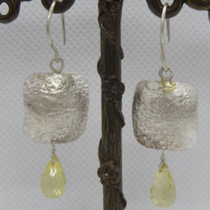 Hand Made Sterling Silver 925 Earrings With Natural Lemon Topaz