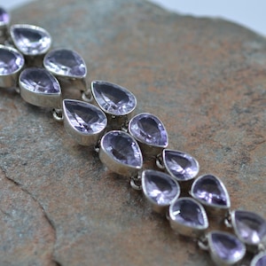 Sterling Silver 925 Handmade Bracelet with Natural Amethyst