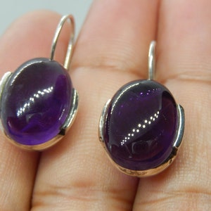Sterling Silver 925 Earrings With Natural Purple Amethyst