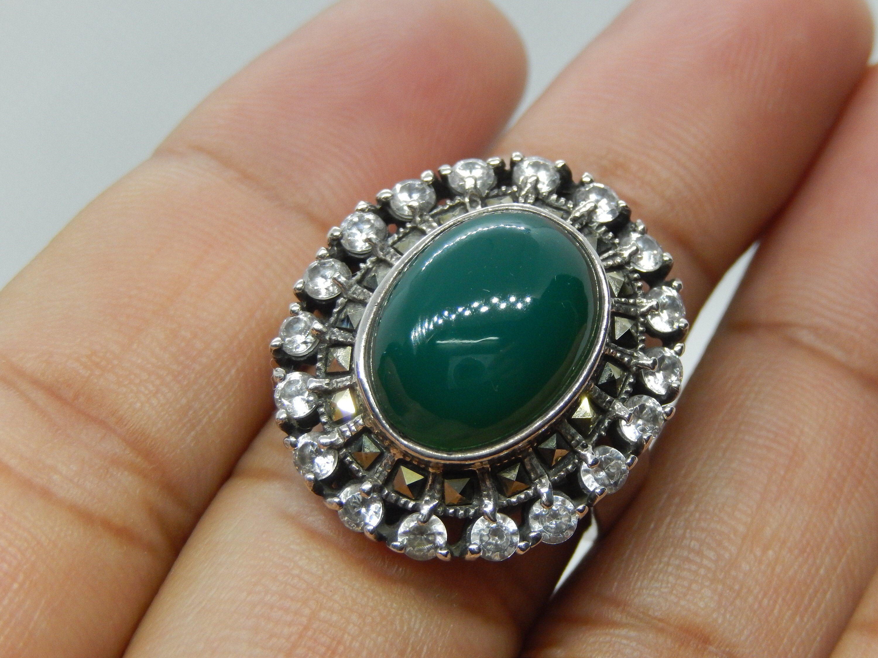 sterling silver エメラルドリング Sterling Silver 925 Ring With Emerald Colour Green Onyx