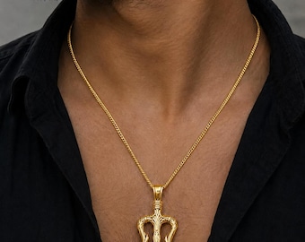 Sterling Silver Trishul Pendant, 925 silver, unisex trident charm