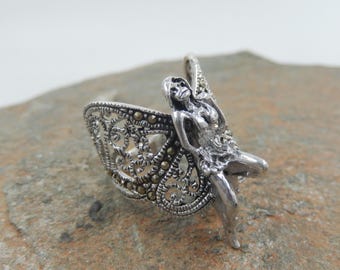 Sterling Silver 925 Ring with Swiss Marcasite