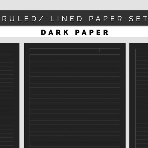 Lined/ruled Paper Set Dark Paper A4 and Letter Etsy