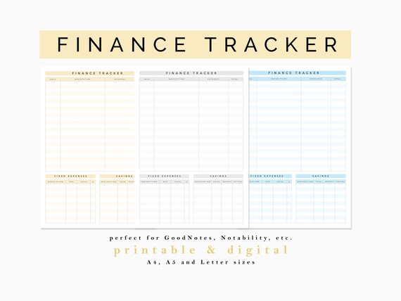 finance tracker expense tracker spending log a4 a5 letter printable digital goodnotes notability etc instant download finance tracker