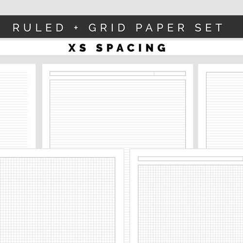 Grid/squared Ruled/lined Paper Set Bundle Xsmall Spacing Etsy