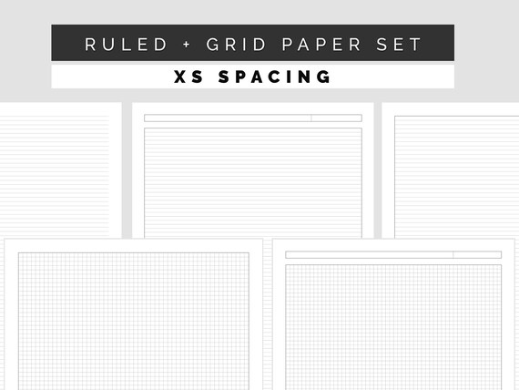 grid squared ruled lined paper set bundle x small spacing etsy