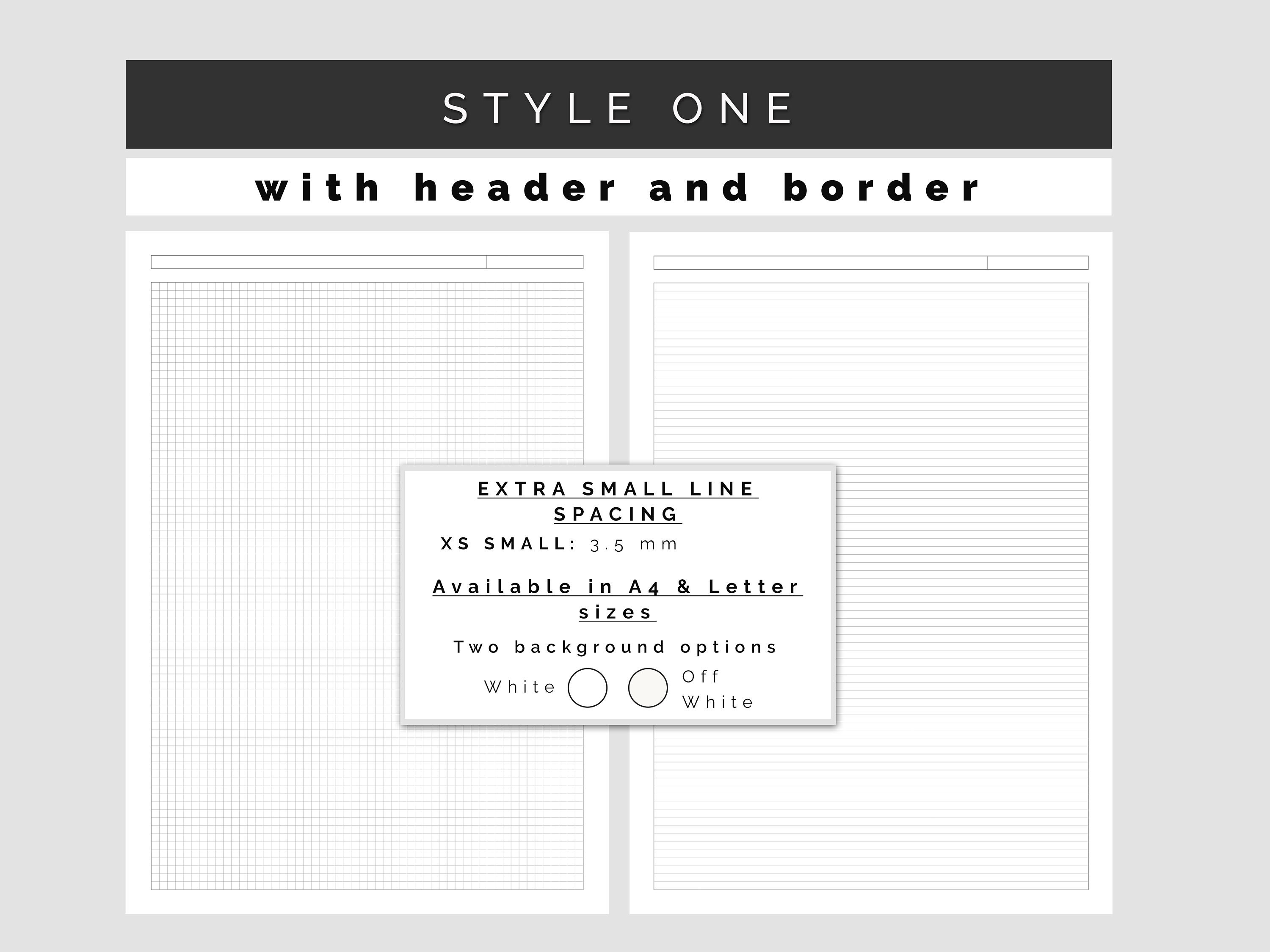 gridsquared ruledlined paper set bundle x small spacing etsy