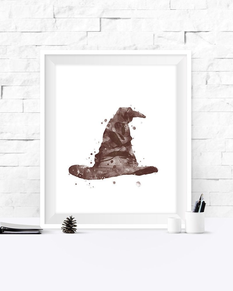Sorting Hat Print Watercolor Printable Harry Potter Wall Art | Etsy