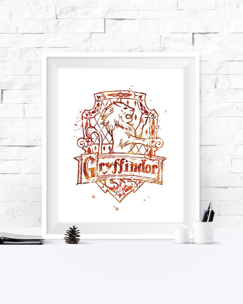Gryffindor Crest Print Harry Potter Watercolor Harry Potter | Etsy