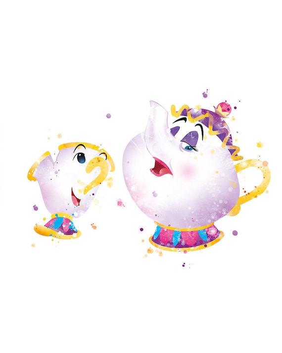 Mrs Potts and Chip Beauty and the Beast Disney Art Print Watercolor Wall Art