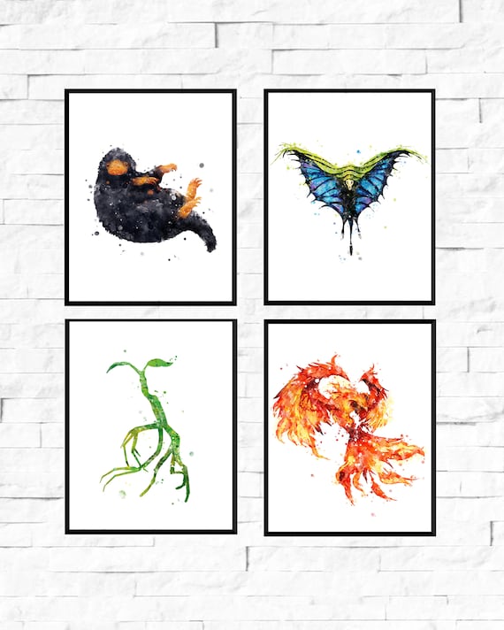 Fantastic Beasts Newt Scamander Print Poster Watercolour Framed Canvas Wall Art