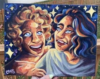 Pintura original de la constelación de Snowbaz: 9 x 12 pulgadas, acrílico sobre lienzo