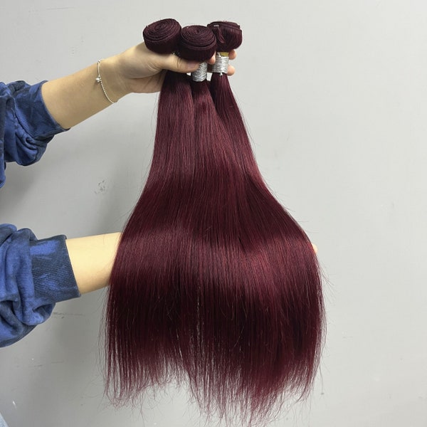 3bundles burgundy human hair bundles brazilian hair wefts  red wine hair weaving 99j human hair extensions  free shipping