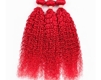 3bundles red hair bundles red hair weft deep wave human hair extensions red hair free shipping