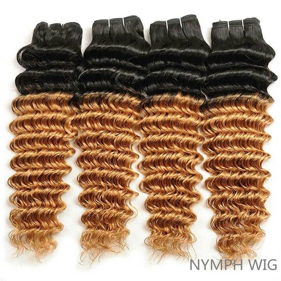 3bundles Deep Wave Ombre Hair Bundles 2tone 1b 30 Human Hair Etsy