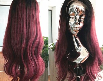 ombre 2tone 1b/burgundy hair wigs for women frontal lace red wine human hair wigs 99j glueless 360 lace wigs full lace wigs women wigs