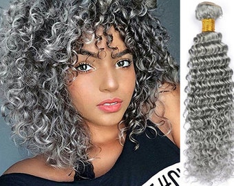 3bundles silvery grey hair bundles grey hair weft deep wave human hair extensions gray hair free shipping