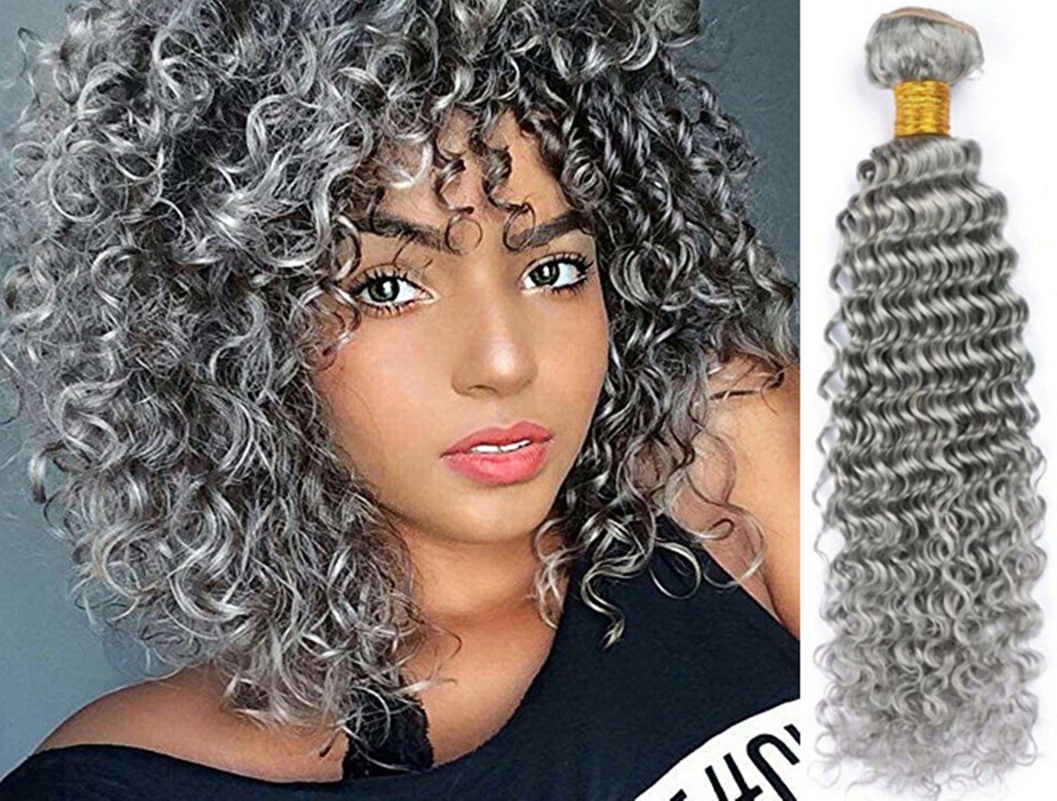 3bundles Silvery Grey Hair Bundles Grey Hair Weft Deep Wave - Etsy 3bundles Silvery Grey Hair Bundles Grey Hair Weft Deep Wave - Etsy