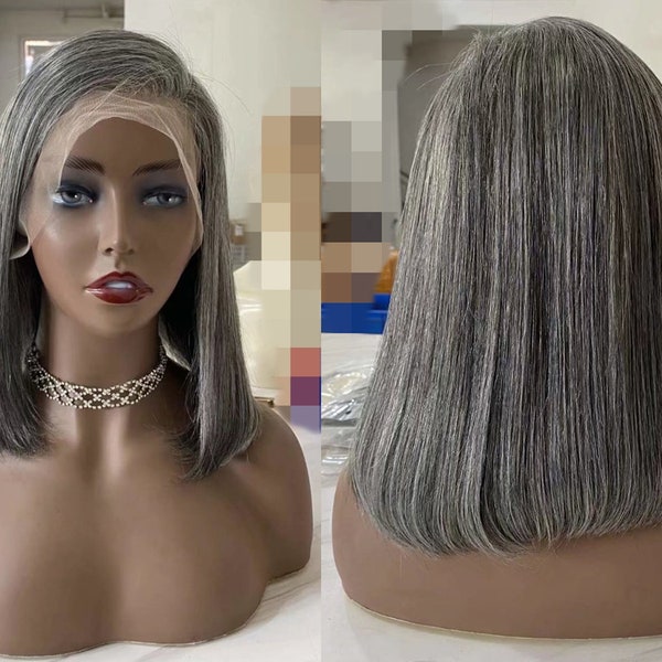 salt and pepper hair wigs frontal lace human hair wigs glueless full lace wig grey hair wigs preplucked hair gray 360 lace wigs for women