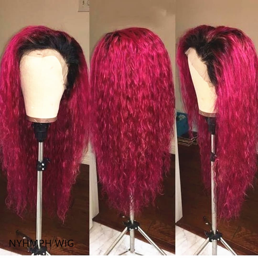Ombre 1b/red Wine Hair Wig for Women Hair Wigs Frontal Lace 13X4 Human