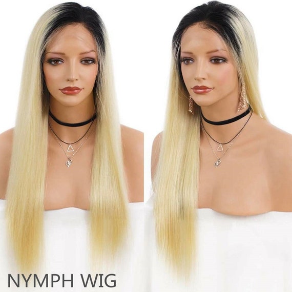 Ombre 1b Blonde Hair Wigs Black Roots Blonde Human Hair Wigs Etsy