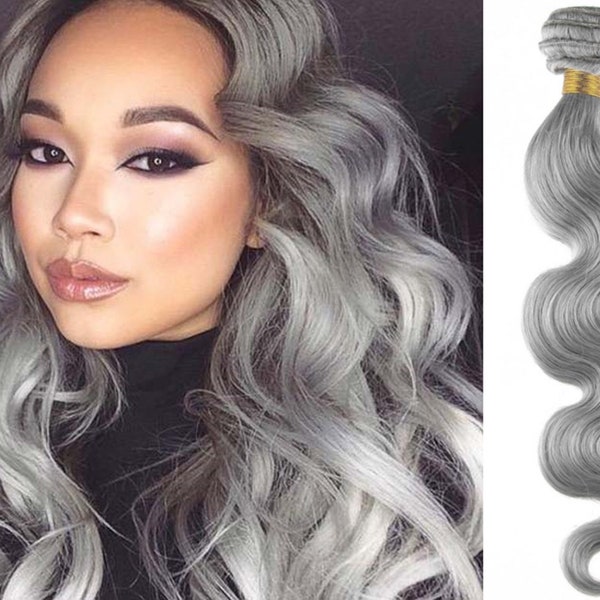 3bundles ash grey human hair bundles brazilian hair wefts gray hair weaving grey human hair extensions free shipping