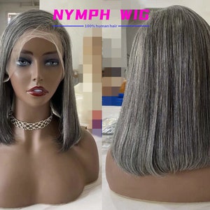 salt and pepper hair wigs frontal lace human hair wigs highlight black and gree lace wig glueless wigs preplucked hair with baby hair image 1