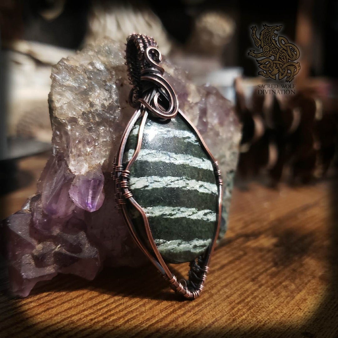 Green Swiss Opal Copper Wrapped Pendant Natural Gemstone Crystal