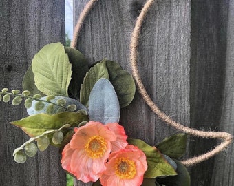 Pink Poppy Crescent Wreath