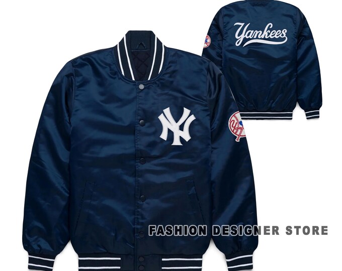 Vintage 90s NY Yankees Satin Bomber Jacket – Unisex Sizes S-5XL In Blue