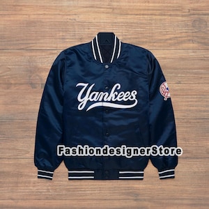 NY Yankees Bomber Style Satin Jacket, Letterman Style Athletic Jacket, MLB League Jacket, Vintage New York Baseball Varsity Jacket