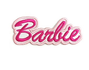 Pink Barbie Logo Embroidery Iron on Sew on Patch Embroidered Badge Brand New