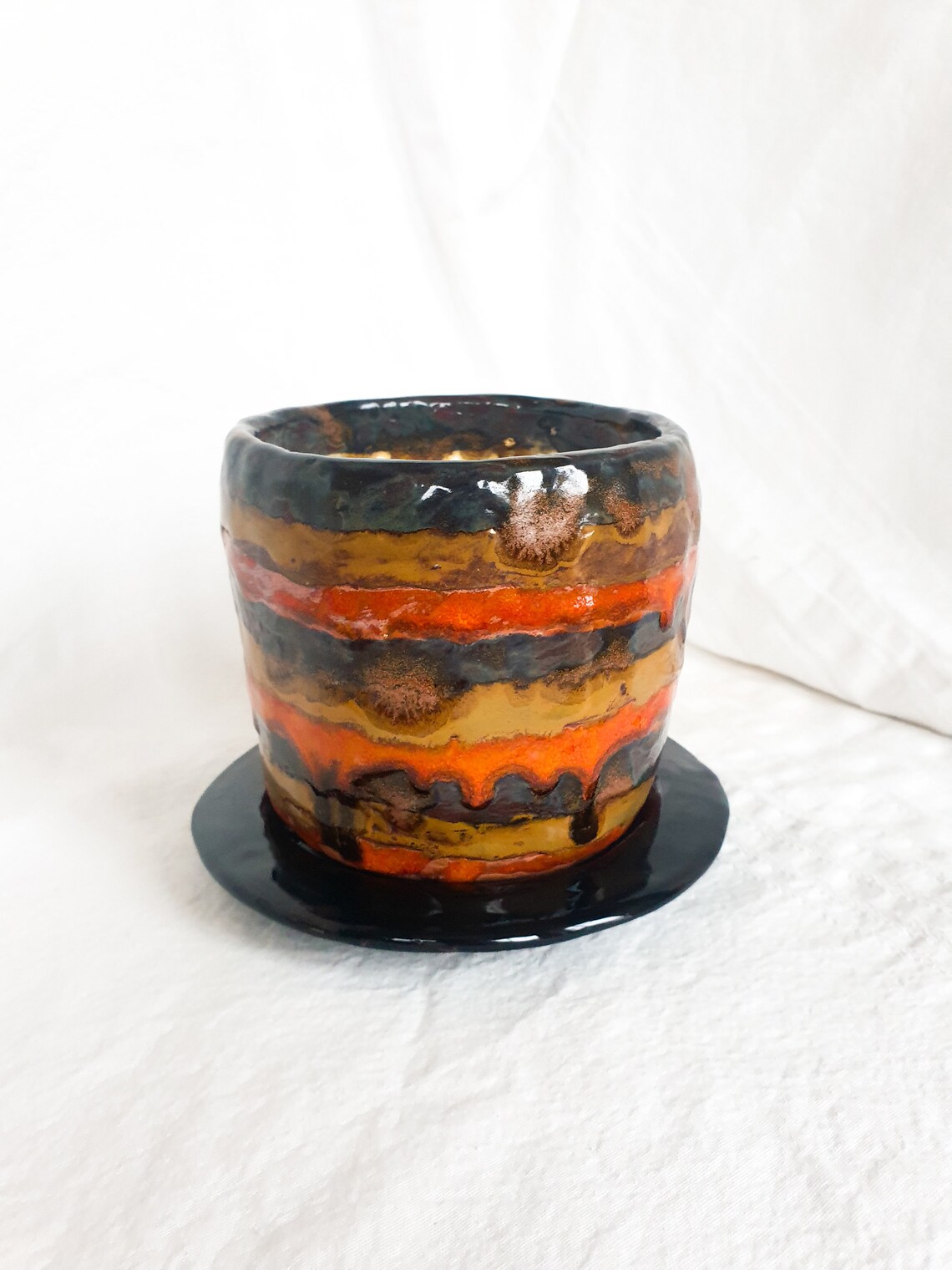 Coil Ceramic plant pot with drainage and the bottom dish Etsy