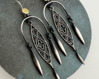 Cathedral Window Earrings with Candlelight Pods . Sterling Silver Arch Earrings . Christian Jewelry