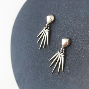 Petite Faceted Post Earring with Spike Rays - Sterling Silver