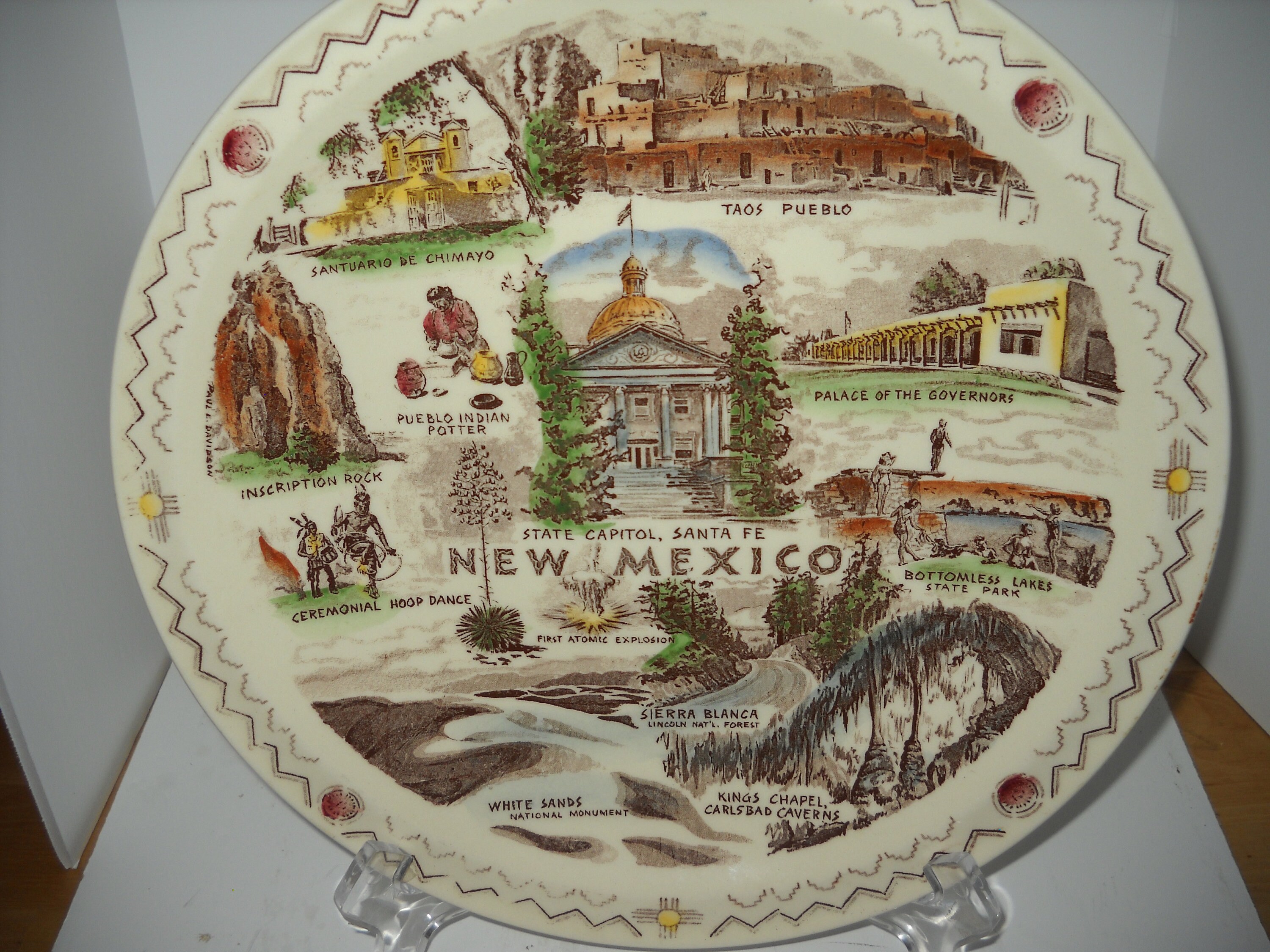 New Mexico Collector State Plate Souvenir Ceramic Vintage Full Etsy